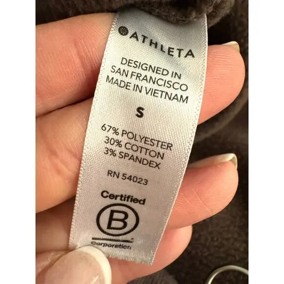 Athleta women's size Small Coffee House Cozy Karma Side Zip Funnel Neck Top - Picture 4 of 8
